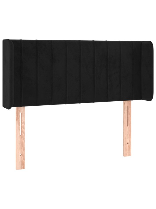 Čelo postele s LED černé 103 x 16 x 78/88 cm samet