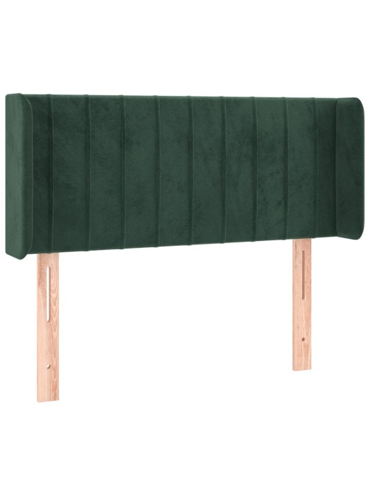 Čelo postele s led tmavě zelené 103 x 16 x 78/88 cm samet