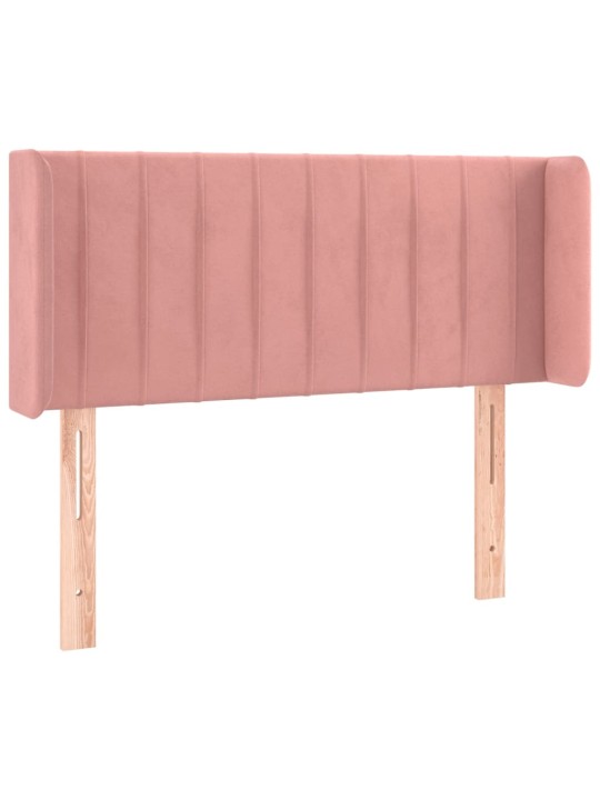 Čelo postele s led růžové 103 x 16 x 78/88 cm samet