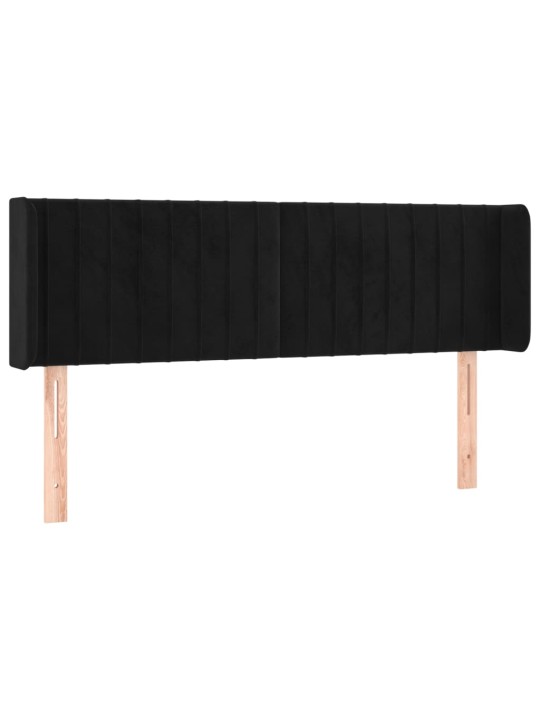 Čelo postele s LED černé 147 x 16 x 78/88 cm samet