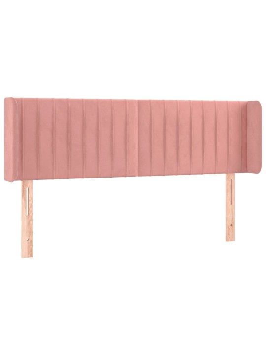 Čelo postele s led růžové 147 x 16 x 78/88 cm samet