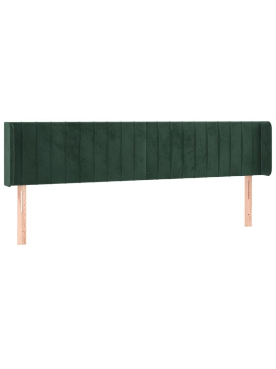 Čelo postele s led tmavě zelené 163 x 16 x 78/88 cm samet