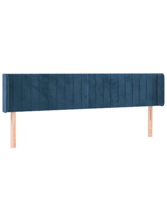 Čelo postele s led tmavě modré 163 x 16 x 78/88 cm samet