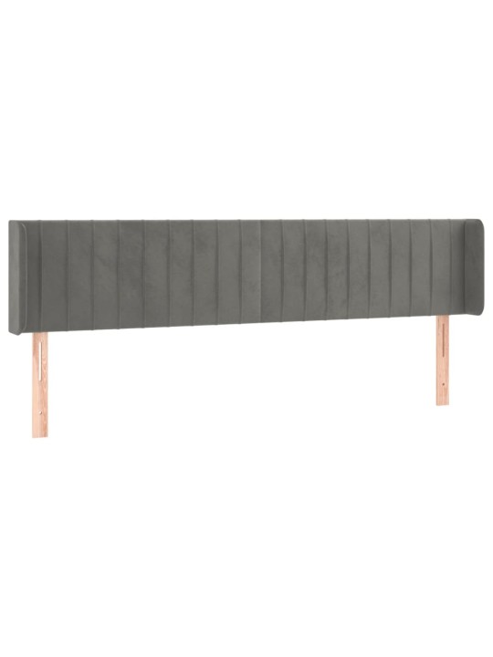 Čelo postele s LED světle šedé 183 x 16 x 78/88 cm samet