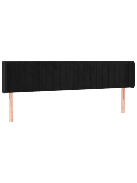 Čelo postele s LED černé 183 x 16 x 78/88 cm samet