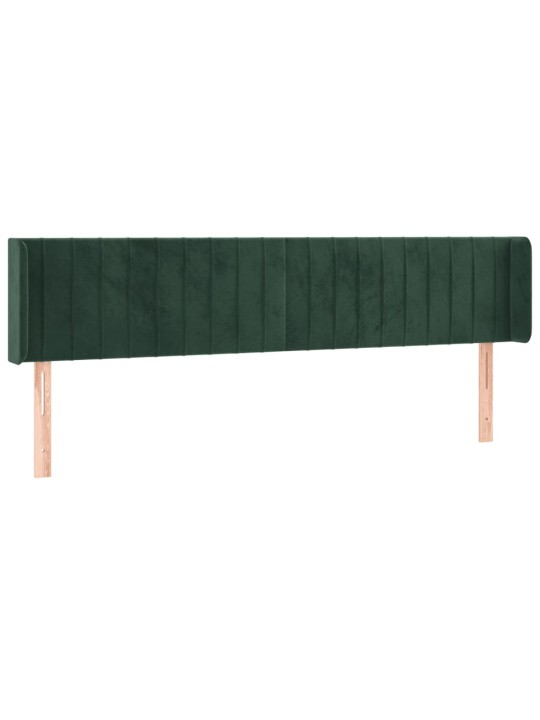 Čelo postele s led tmavě zelené 183 x 16 x 78/88 cm samet