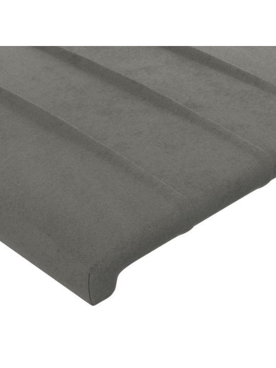 Čelo postele s LED světle šedé 203 x 16 x 78/88 cm samet