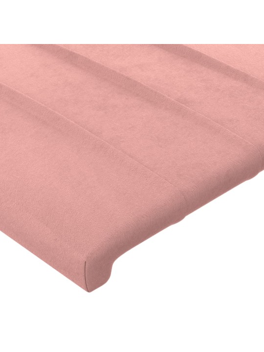 Čelo postele s led růžové 203 x 16 x 78/88 cm samet