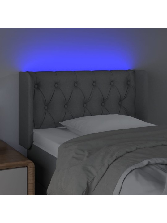 Čelo postele s LED světle šedé 83 x 16 x 78/88 cm textil