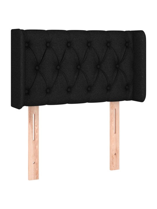 Čelo postele s LED černé 83 x 16 x 78/88 cm textil