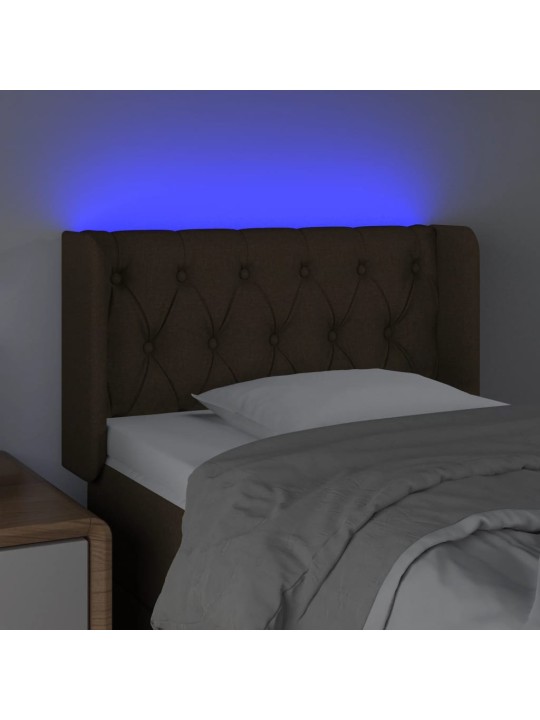 Čelo postele s LED černé 83 x 16 x 78/88 cm textil