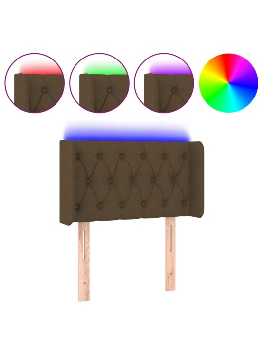 Čelo postele s LED tmavě hnědé 83 x 16 x 78/88 cm textil