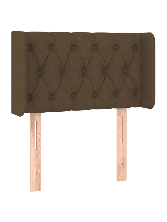 Čelo postele s LED tmavě hnědé 83 x 16 x 78/88 cm textil