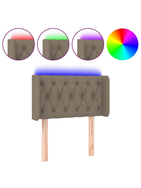Čelo postele s LED taupe 83 x 16 x 78/88 cm textil