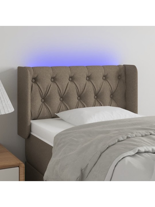 Čelo postele s LED taupe 83 x 16 x 78/88 cm textil