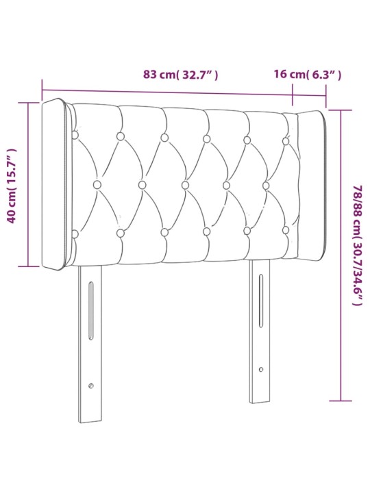 Čelo postele s LED modré 83 x 16 x 78/88 cm textil