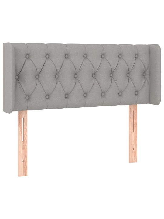 Čelo postele s LED světle šedé 93 x 16 x 78/88 cm textil
