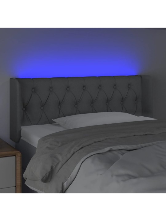 Čelo postele s LED světle šedé 93 x 16 x 78/88 cm textil
