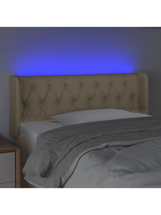Čelo postele s LED krémové 93 x 16 x 78/88 cm textil