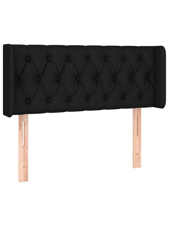 Čelo postele s led černé 103 x 16 x 78/88 cm textil