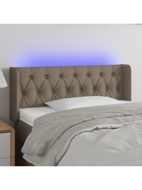 Čelo postele s LED taupe 103 x 16 x 78/88 cm textil