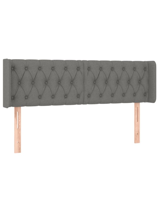 Čelo postele s LED tmavě šedé 147 x 16 x 78/88 cm textil