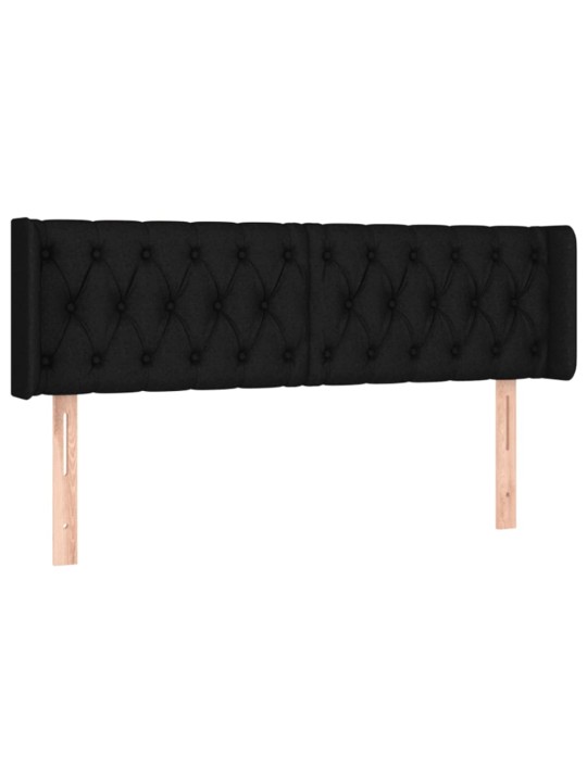 Čelo postele s LED černé 147 x 16 x 78/88 cm textil