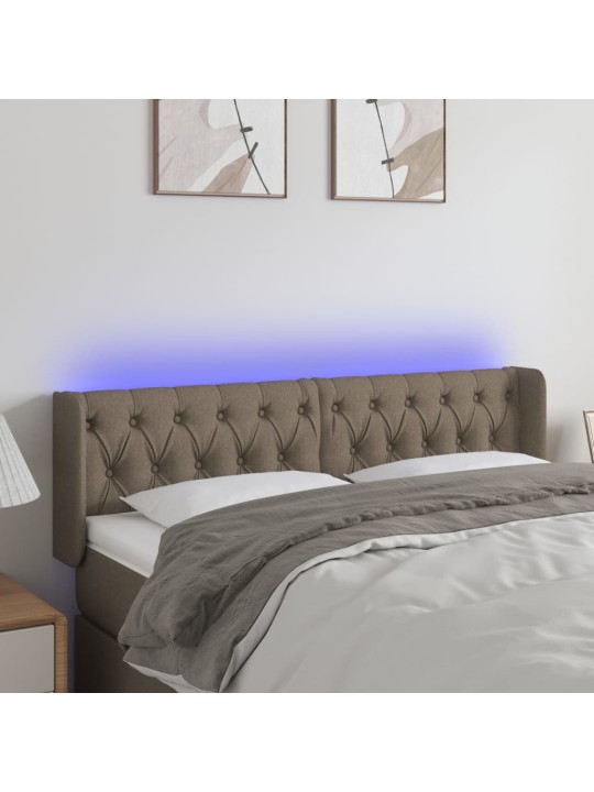 Čelo postele s LED taupe 147 x 16 x 78/88 cm textil