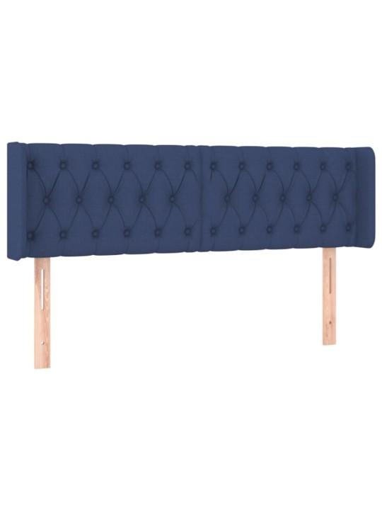 Čelo postele s led modré 147 x 16 x 78/88 cm textil