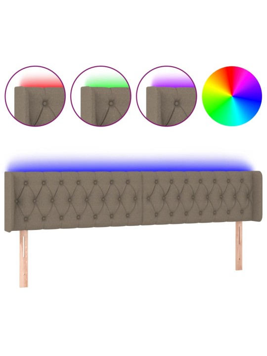 Čelo postele s LED taupe 183 x 16 x 78/88 cm textil