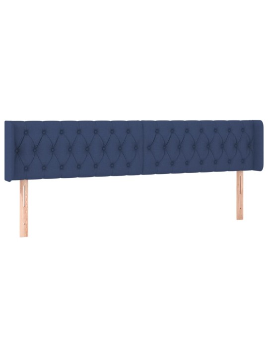 Čelo postele s LED modré 183 x 16 x 78/88 cm textil