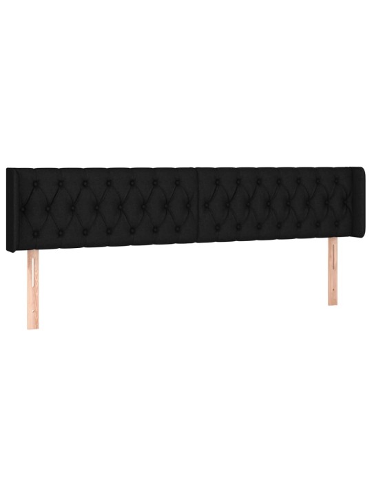 Čelo postele s LED černé 203 x 16 x 78/88 cm textil