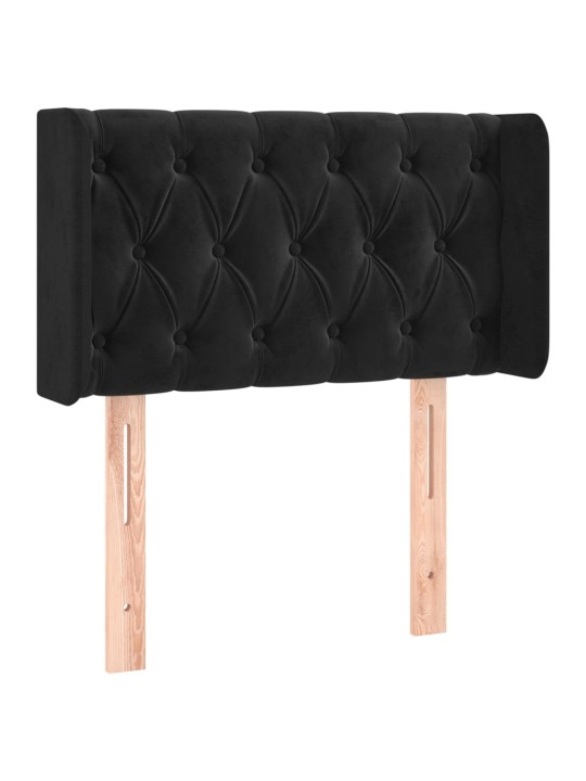 Čelo postele s LED černé 83 x 16 x 78/88 cm samet