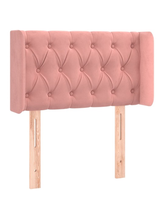 Čelo postele s led růžové 83 x 16 x 78/88 cm samet