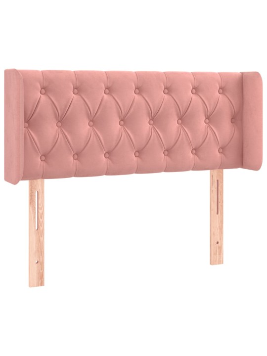 Čelo postele s led růžové 93 x 16 x 78/88 cm samet