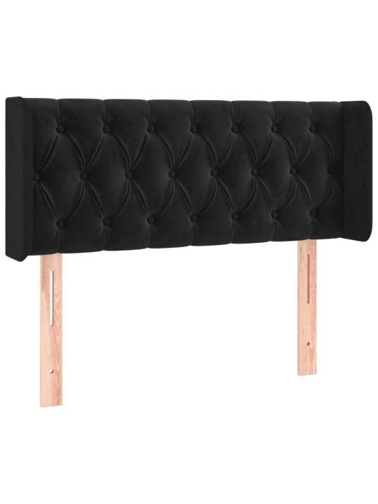 Čelo postele s LED černé 103 x 16 x 78/88 cm samet