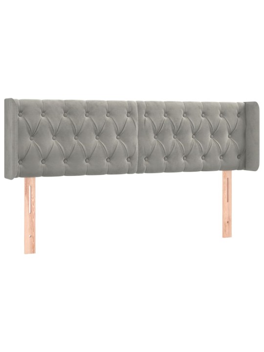 Čelo postele s led světle šedé 147 x 16 x 78/88 cm samet