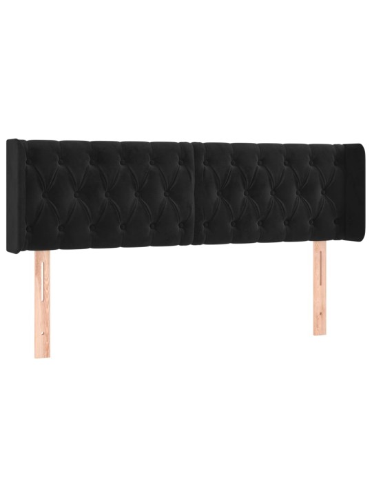 Čelo postele s led černé 147 x 16 x 78/88 cm samet