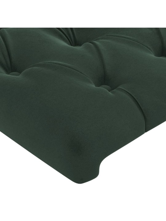 Čelo postele s led tmavě zelené 147 x 16 x 78/88 cm samet