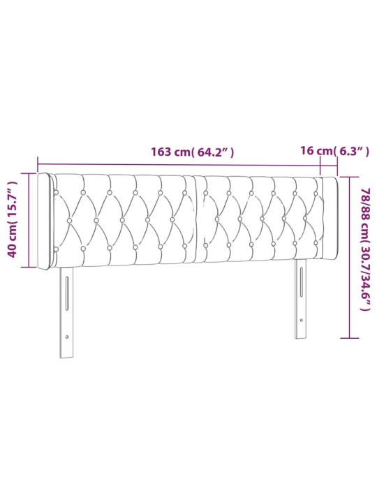 Čelo postele s led tmavě zelené 163 x 16 x 78/88 cm samet
