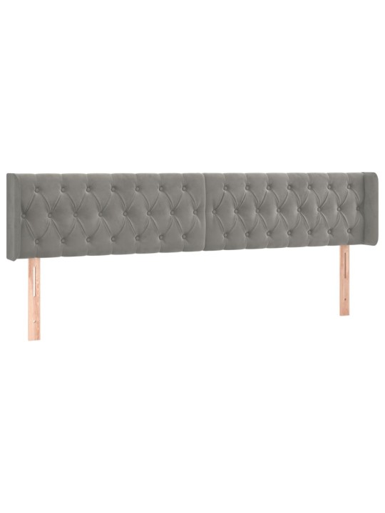 Čelo postele s LED světle šedé 183 x 16 x 78/88 cm samet