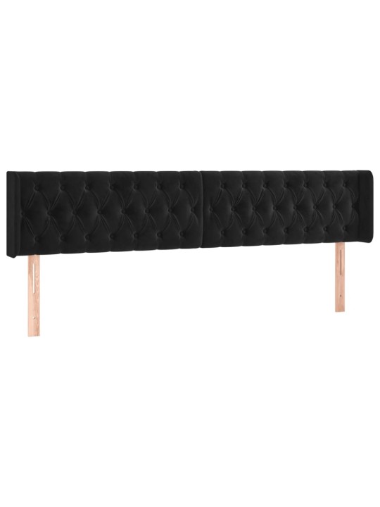 Čelo postele s LED černé 183 x 16 x 78/88 cm samet