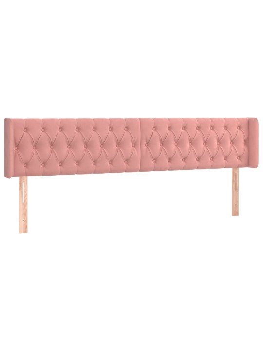 Čelo postele s LED růžové 183 x 16 x 78/88 cm samet