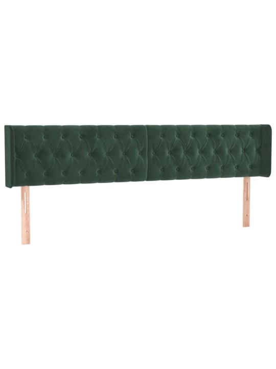 Čelo postele s led tmavě zelené 203 x 16 x 78/88 cm samet