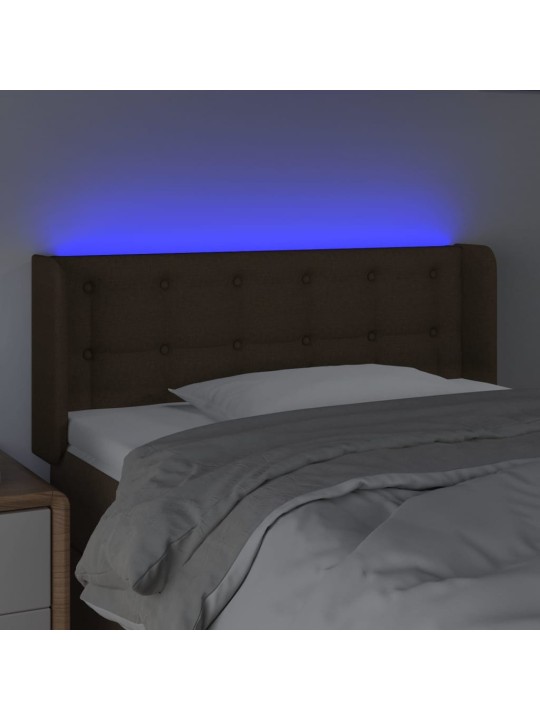 Čelo postele s LED tmavě hnědé 83 x 16 x 78/88 cm textil