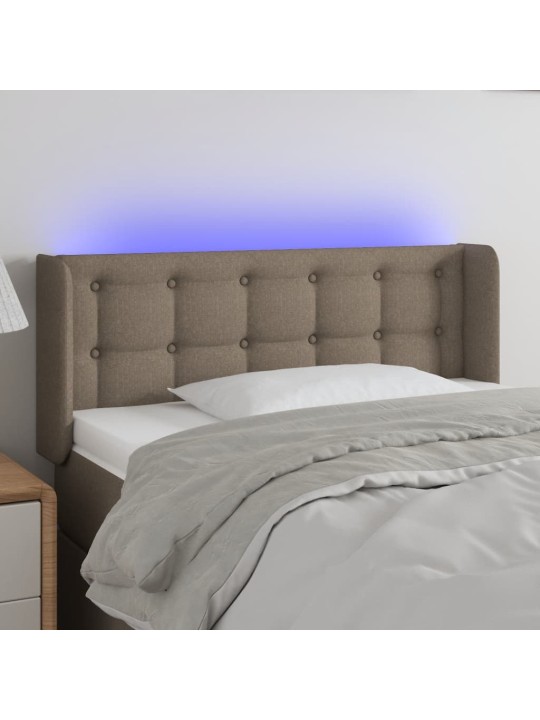 Čelo postele s LED taupe 83 x 16 x 78/88 cm textil