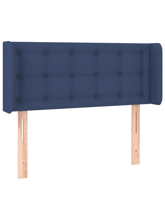 Čelo postele s LED modré 83 x 16 x 78/88 cm textil