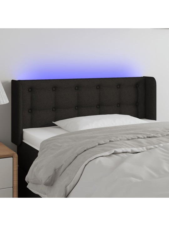 Čelo postele s LED černé 93 x 16 x 78/88 cm textil