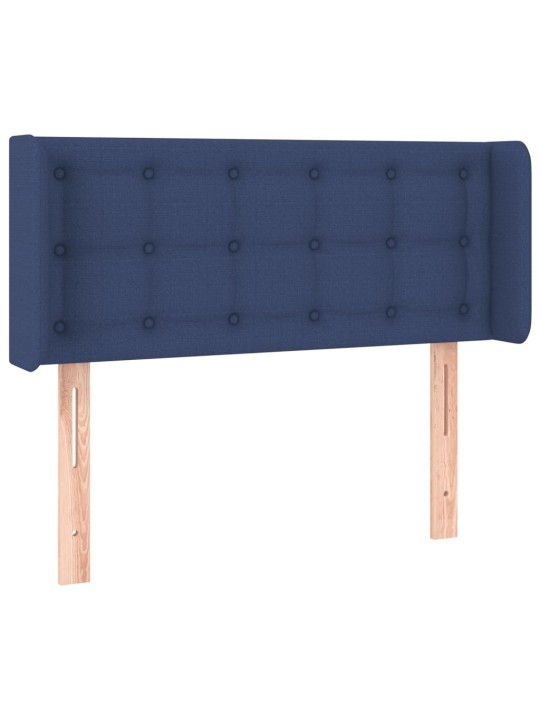 Čelo postele s led modré 93 x 16 x 78/88 cm textil