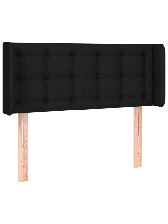 Čelo postele s LED černé 103 x 16 x 78/88 cm textil